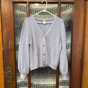 Joie Soft Blue Cardigan Balloon Sleeve Cottagecore Cozy Scandigirl